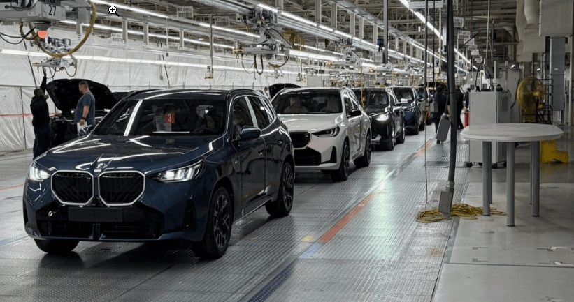 BMW Spartanburg plant assembly line with AI-managed robotics streamlining vehicle production