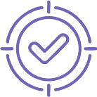 Icon of a target with a check mark representing improved inventory tracking accuracy and efficiency.
