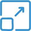 Icon of expanding arrows and boxes representing scalable inventory management across multiple markets.