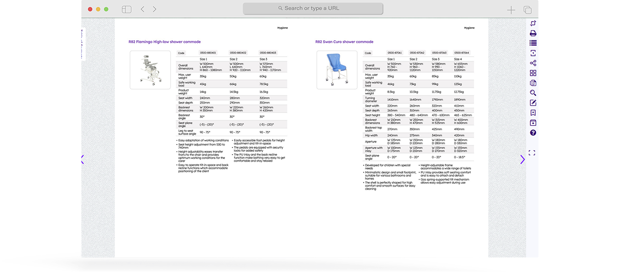 Custom catalog template featuring multiple page orientations for detailed product specifications and comparisons.