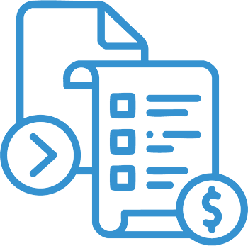 Icon of a digital price list document with checklist and pricing symbol