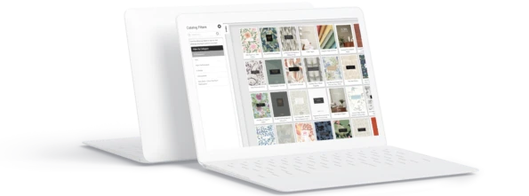 digital brochure library displayed on a laptop