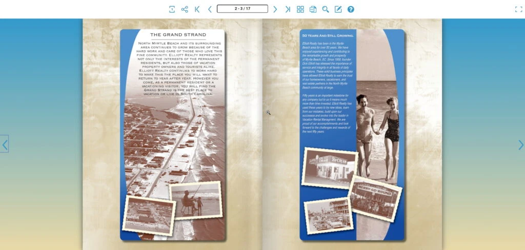 grand stand marketing brochure page