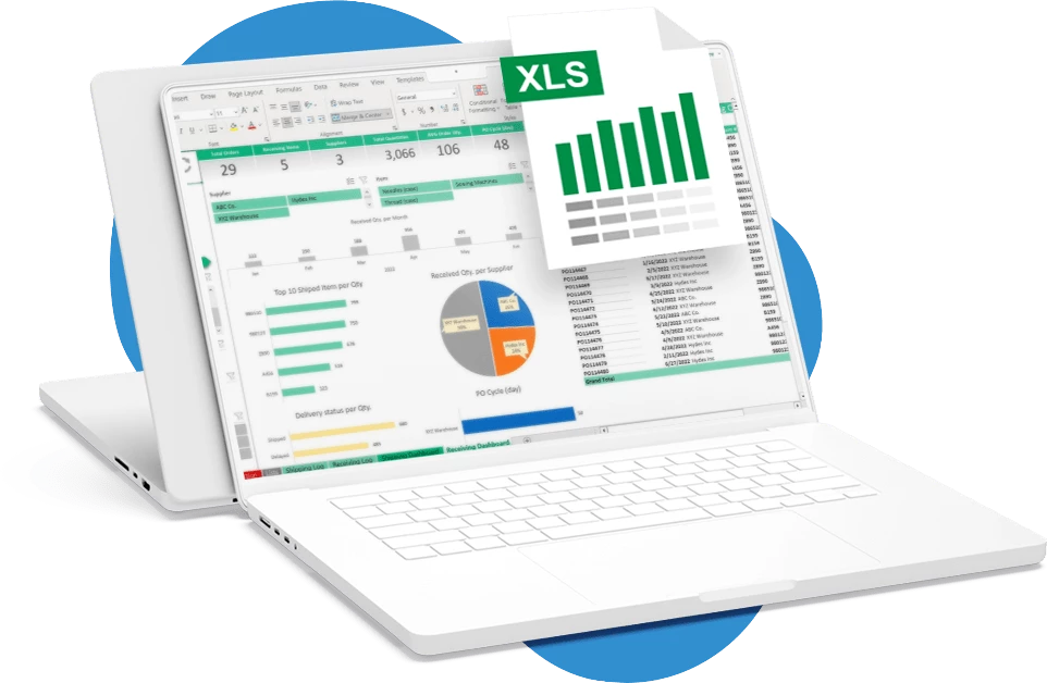 CSV product data file displayed on unbranded laptop