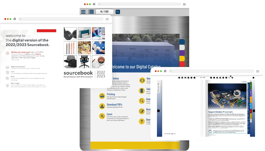 three different branded lookbooks