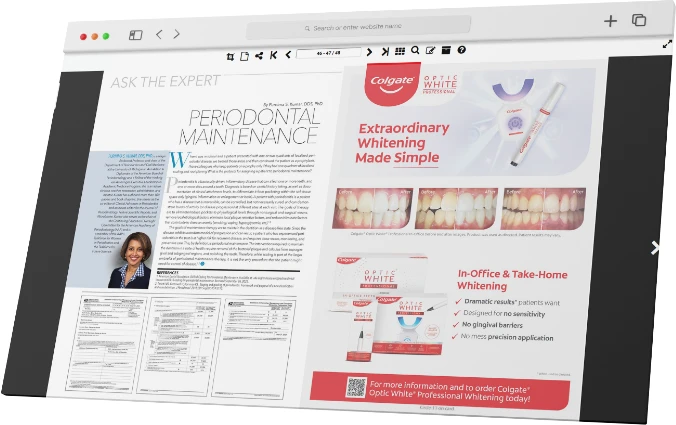dental digital magazine pages from Dcatalog customers rendered on a browser
