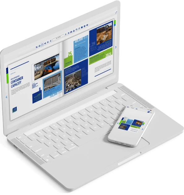 laptop and mobile device showcasing responsive flipbook