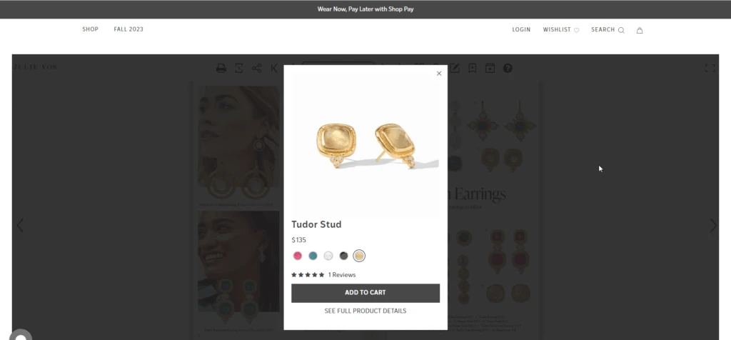 jewelry product catalog with ecommerce function example