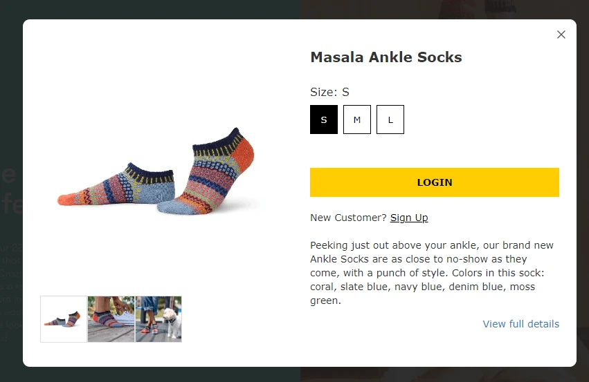 solmate socks catalog shopping window popup